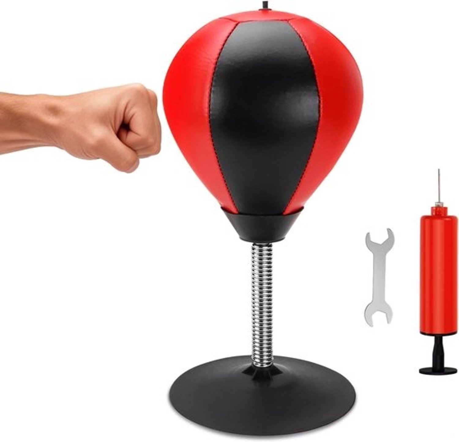 Bureau-bokszak - Bokbal met zuignap - Voor ontspanning - Krachtige zuignap - 36 cm - Zwart-rood