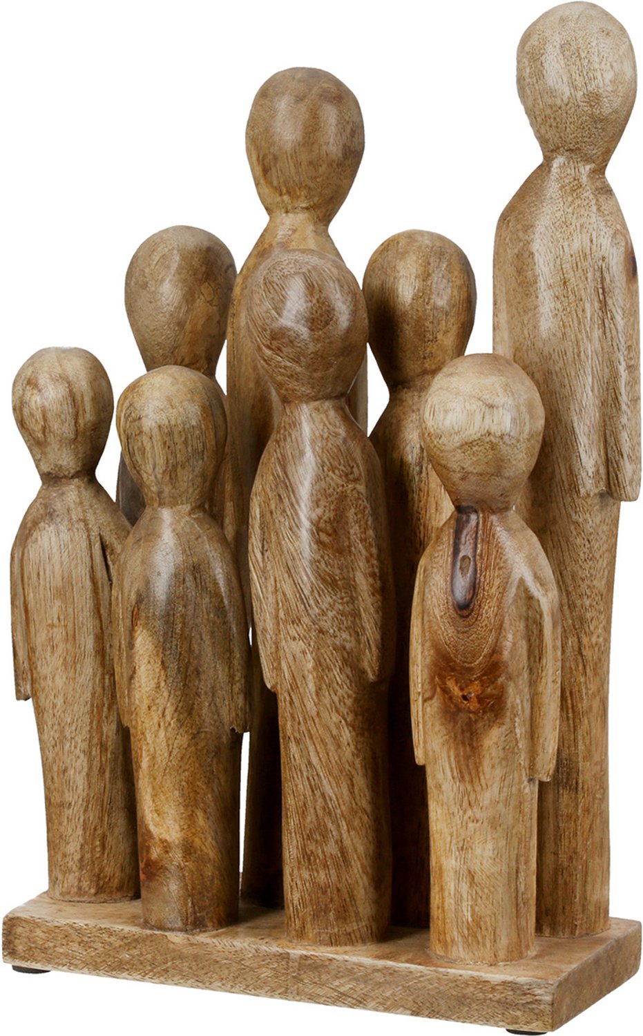 Gilde handwerk - Houten Sculptuur - Beeld - We are family - gezin met 6 kinderen - groot gezin - familie - mangohout - hoogte 30 cm