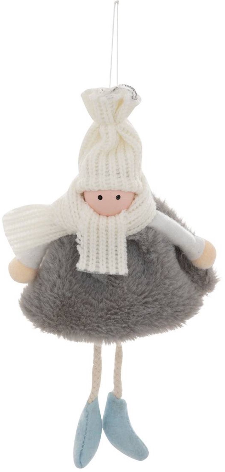 Feeric lights & Christmas Kerstmeisje van bont, hoogte 23 cm Gris