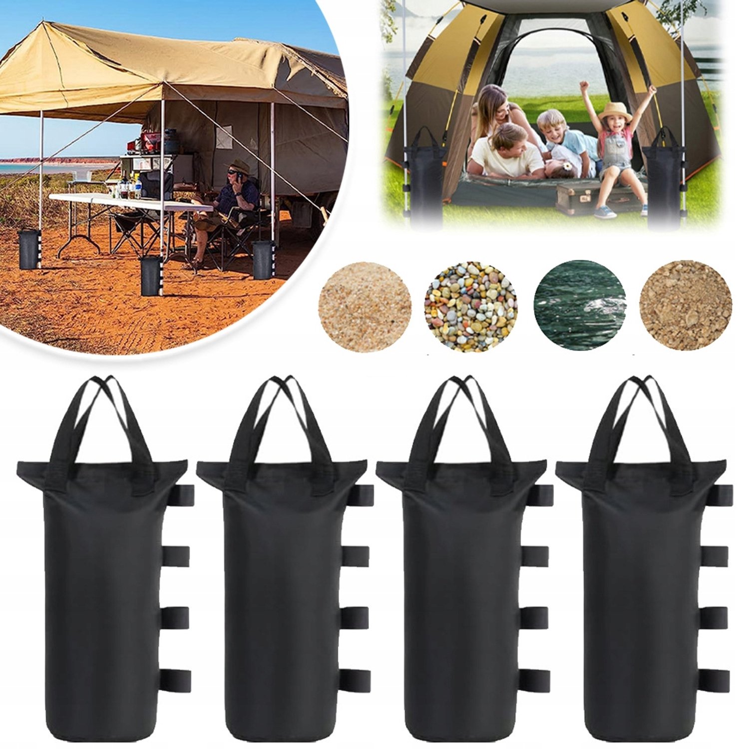 Verzwaringszakken Set van 4 voor Tuinmeubelen Paviljoen Partytent - Zwaar Duty Oxford met Klittenbandsluiting - Bestand tegen 25 lbs - Outdoor & Terras