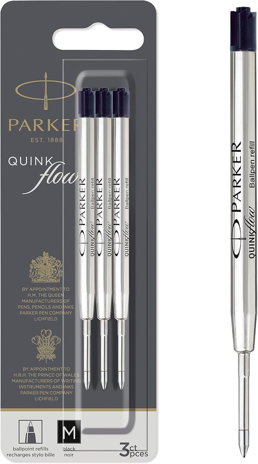 Parker Balpen Navullingen Medium Zwart Quinkflow Inkt - 3 Stuks
