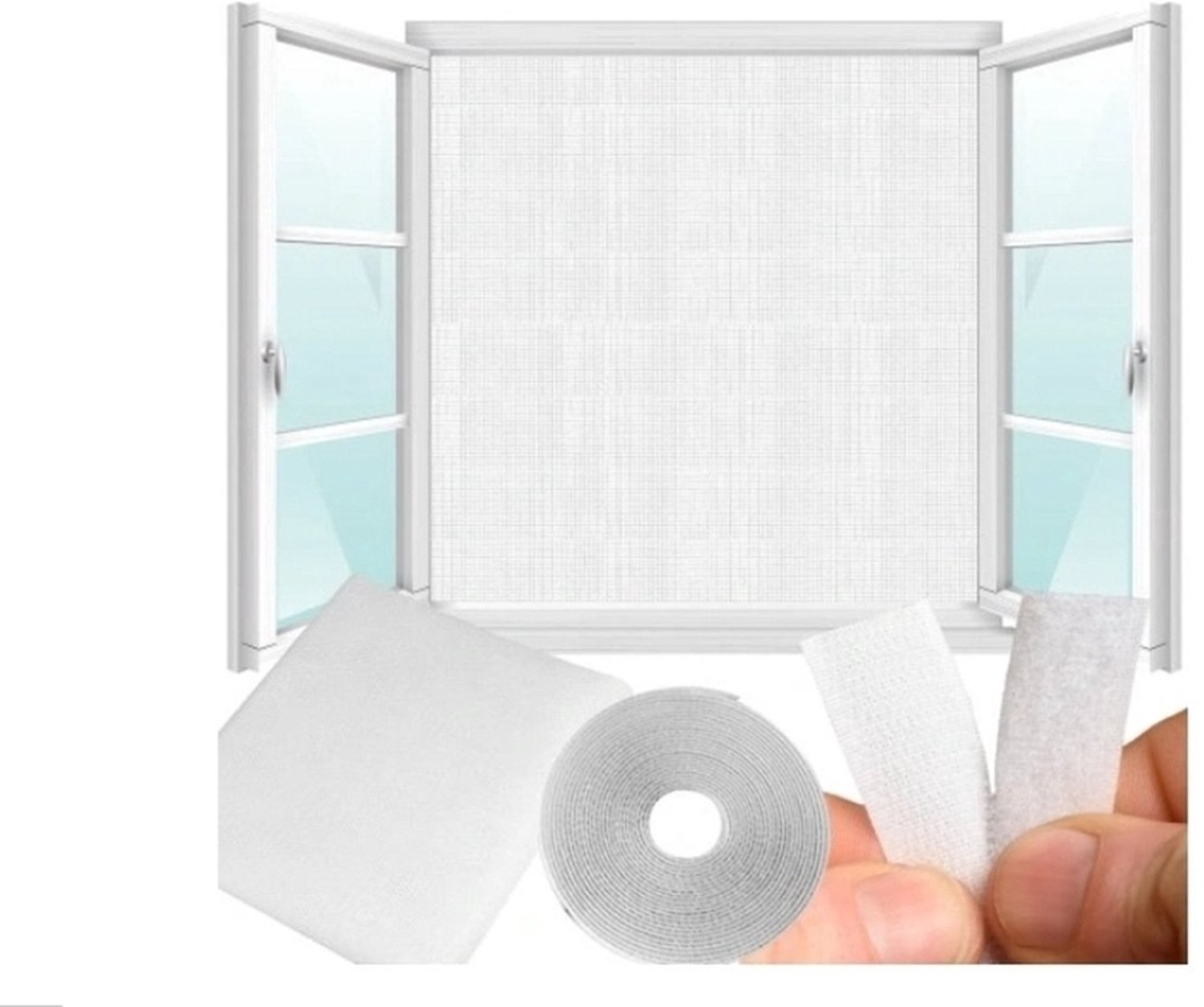 Ilso Horrengaas Met Velcro Klittenband - Venster klamboe - Vliegenhor Voor Raam - Zelfklevend Raamhoor Gaas - Muggenhor Op Maat Te Knippen - Muggengaas Insectenhor Centimeter - Anti Muggen/Vliegen/Insecten Hor - 130x160cm - Wit