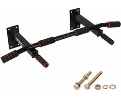 TTD Optrekstang voor wandmontage - Pull up station - Tot 250 kg - Zwart/oranje - Inclusief montagemateriaal