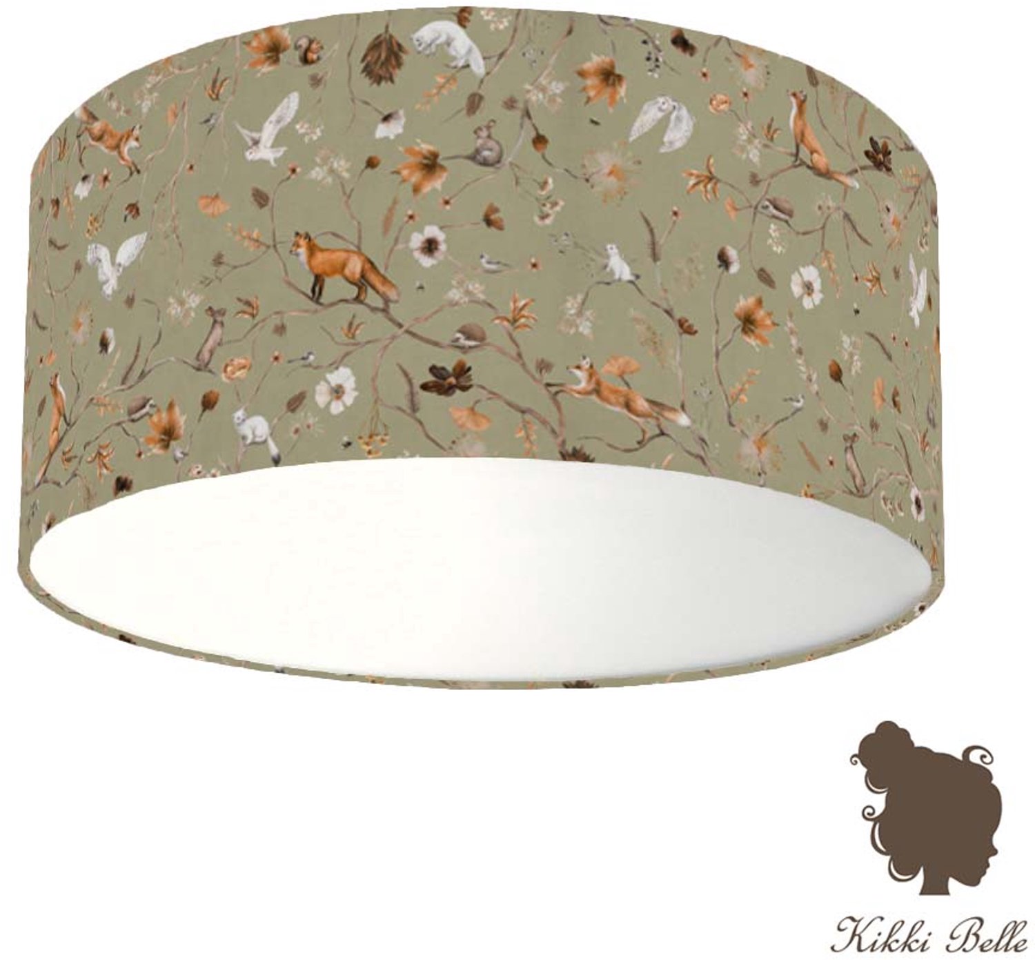 Plafondlamp Playful Forest green Kikki Belle-sfeerverlichting-kinderkamer-incl diffuser-bosdieren-incl plafondfitting-bosdieren
