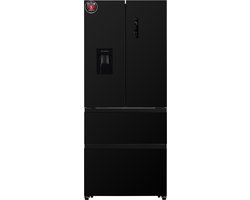 Frilec BONNFD455-WS-040DB - French Door Koelkast - 441 liter - No Frost - Waterdispenser - 39 dB - Energielabel D - Zwart - Amerikaanse koelvriescombinatie