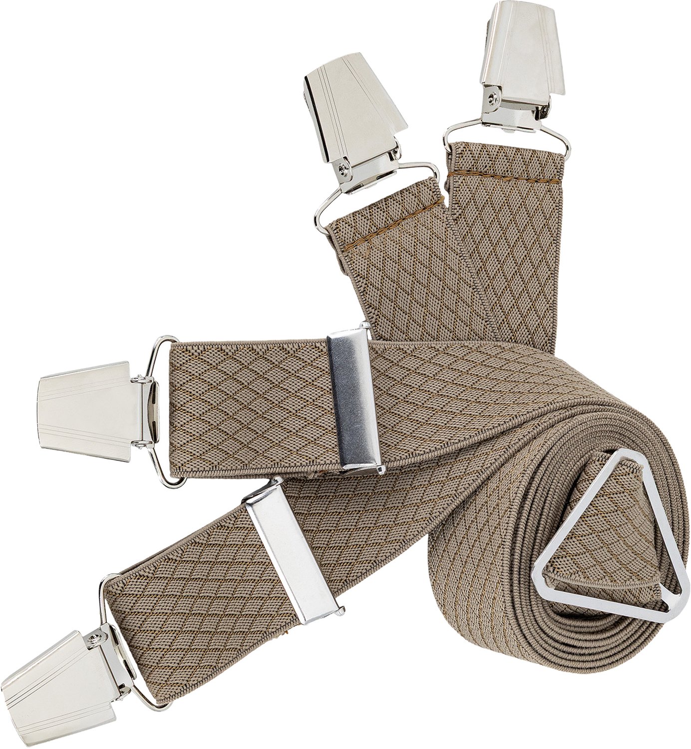 LINDENMANN heren bretels met extra sterke clips X-vorm - taupe dessin