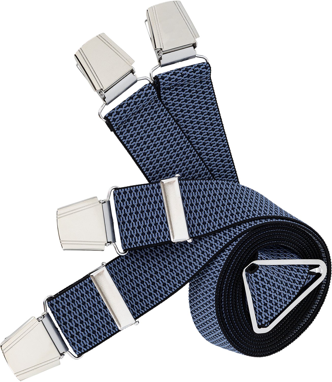 LINDENMANN heren bretels met extra sterke clips X-vorm - blauw dessin