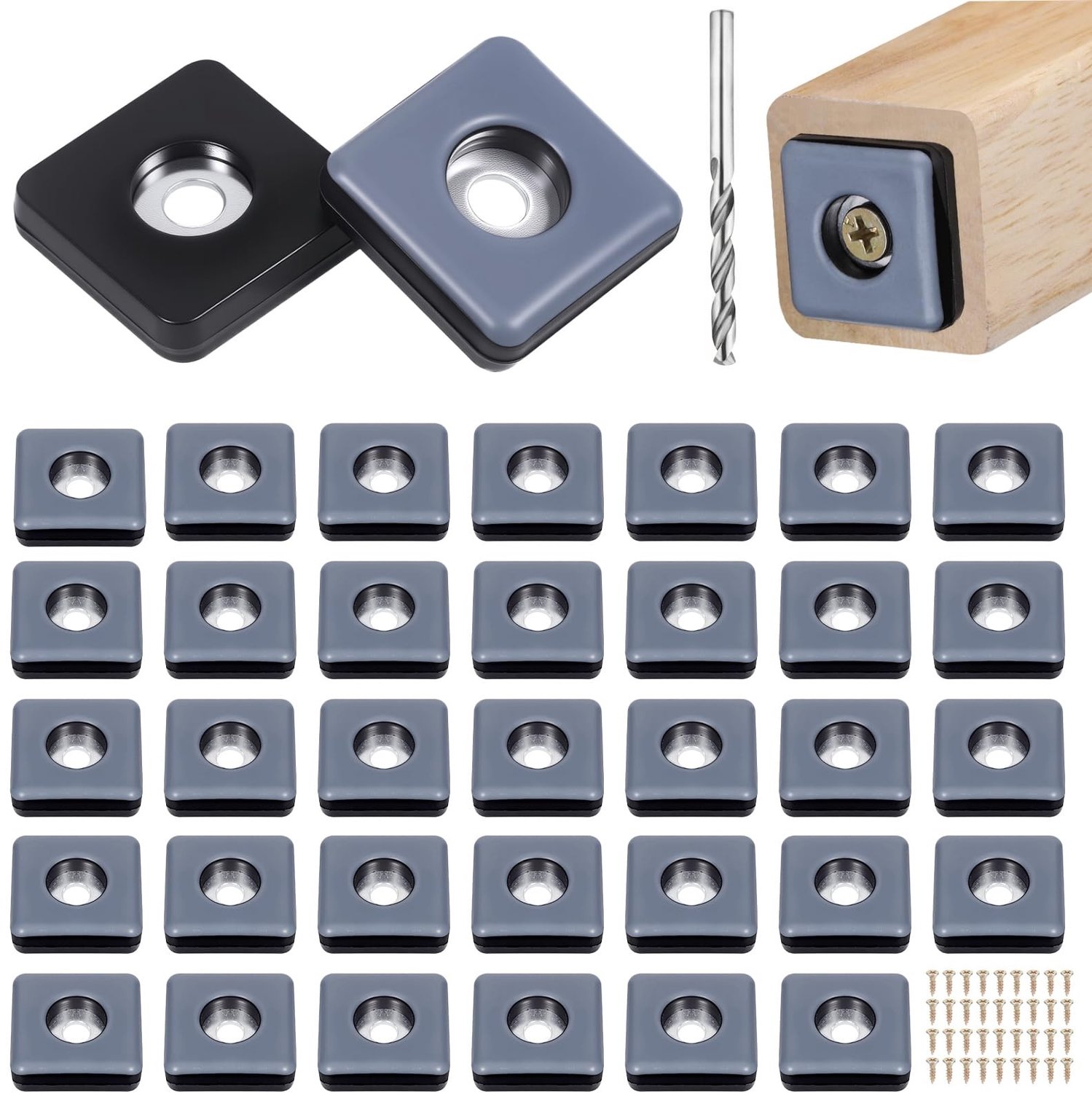 Teflon Glijders 36 Stuks - Meubelglijders met Schroef - Vloerbescherming - Antiaanbaklaag - 25 mm - Geschikt voor Meubels
