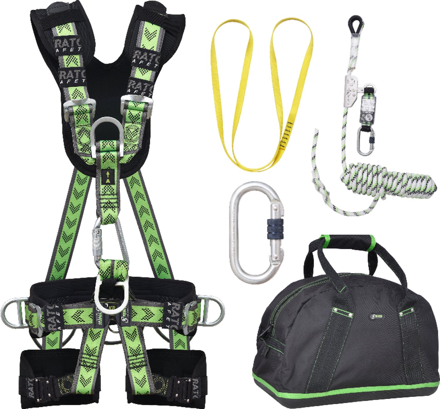 Kratos complete set valbeveiliging comfort-plus - Veiligheidslijn 10m - Ankerstrop 1,20m - Extra karabijnhaak - Maat L-XXL
