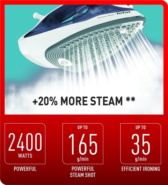 Tefal Express Steam FV2837 - Stoomstrijkijzer - 165 g/min Stoomboost - Anti-Kalk - Snel Opwarmen - 2400W thumbnail 3