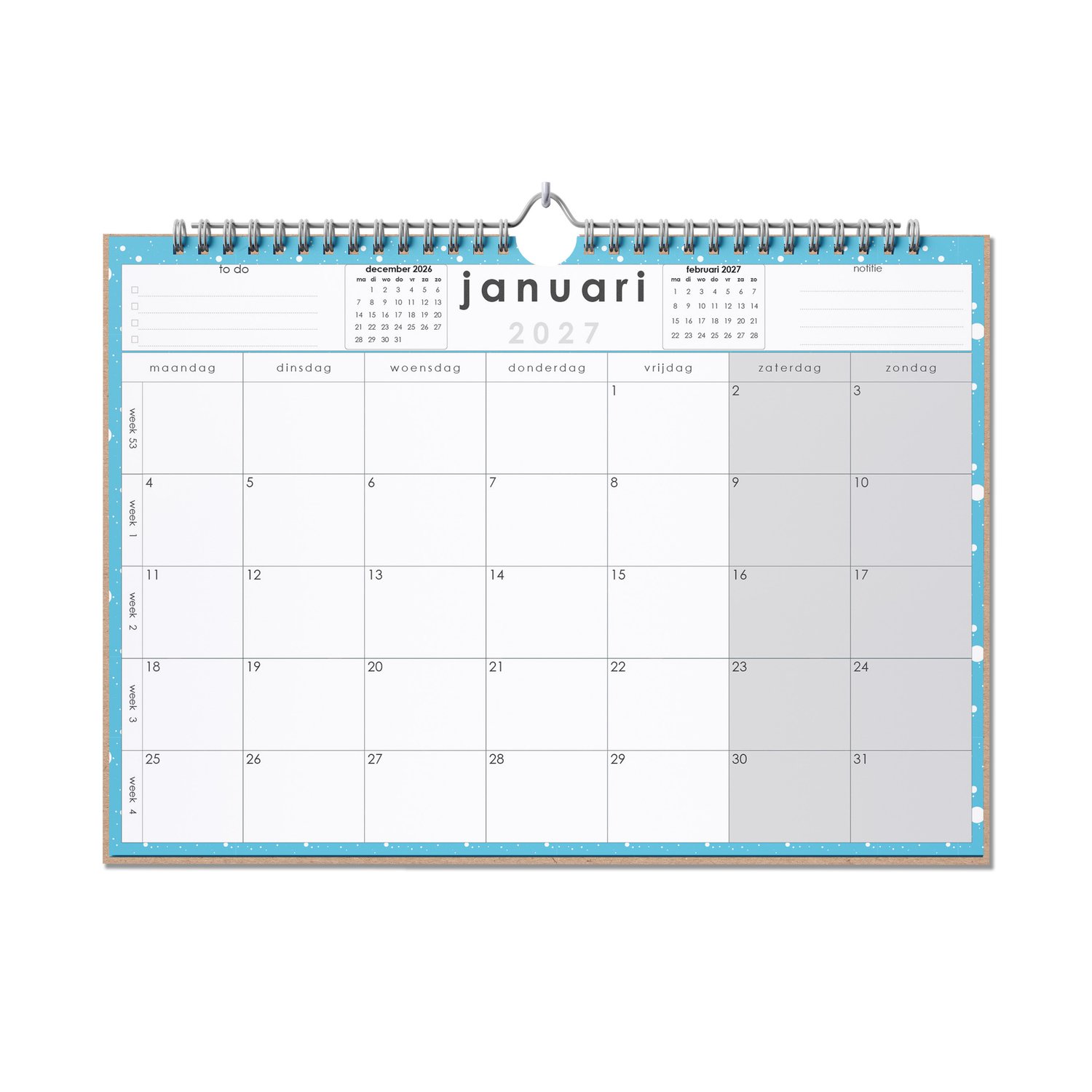 Huurdies® maandkalender - 2027 kalender - A4+