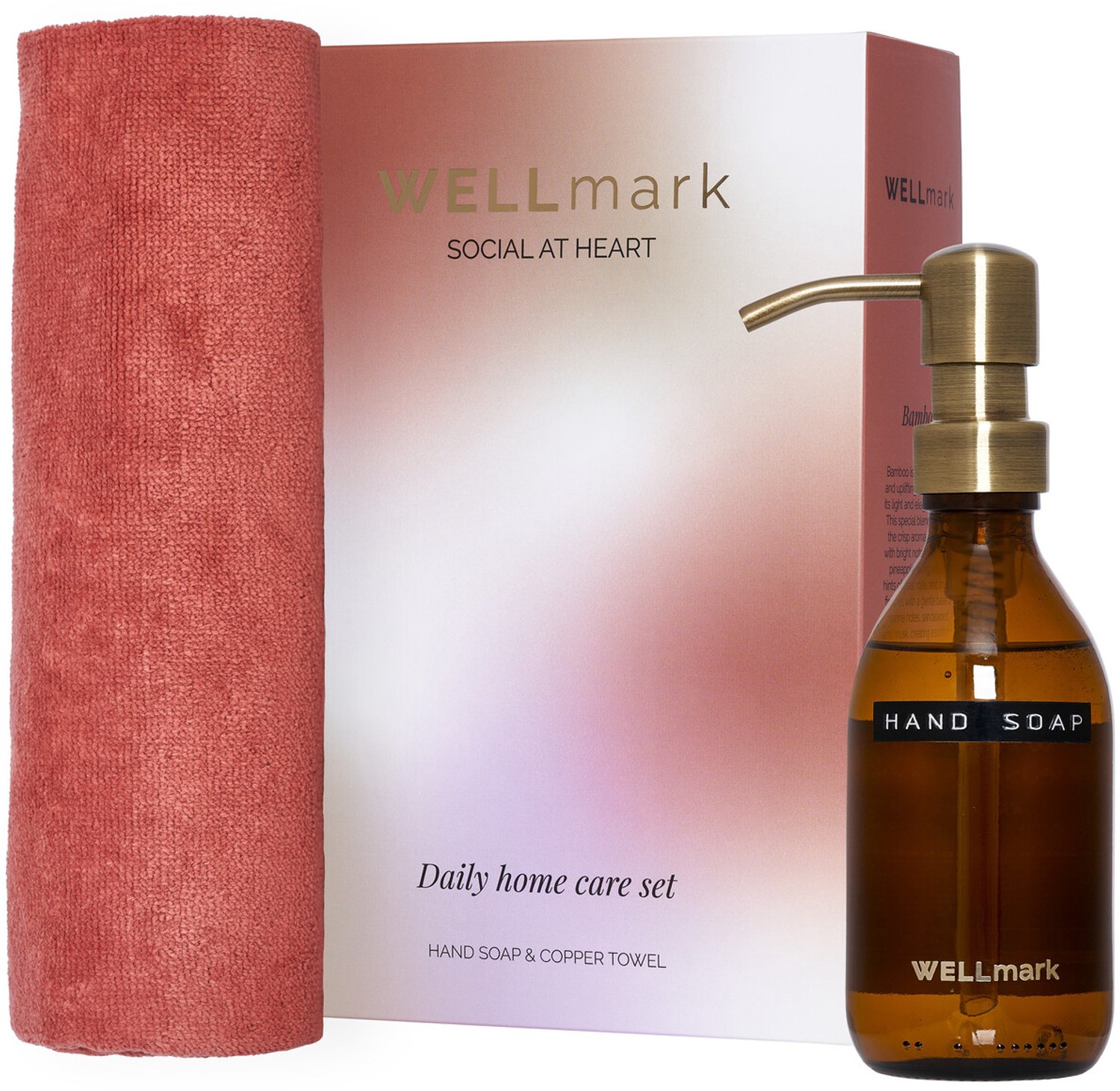 Wellmark giftbox Daily Home Care: handzeep + handdoek copper - bamboo