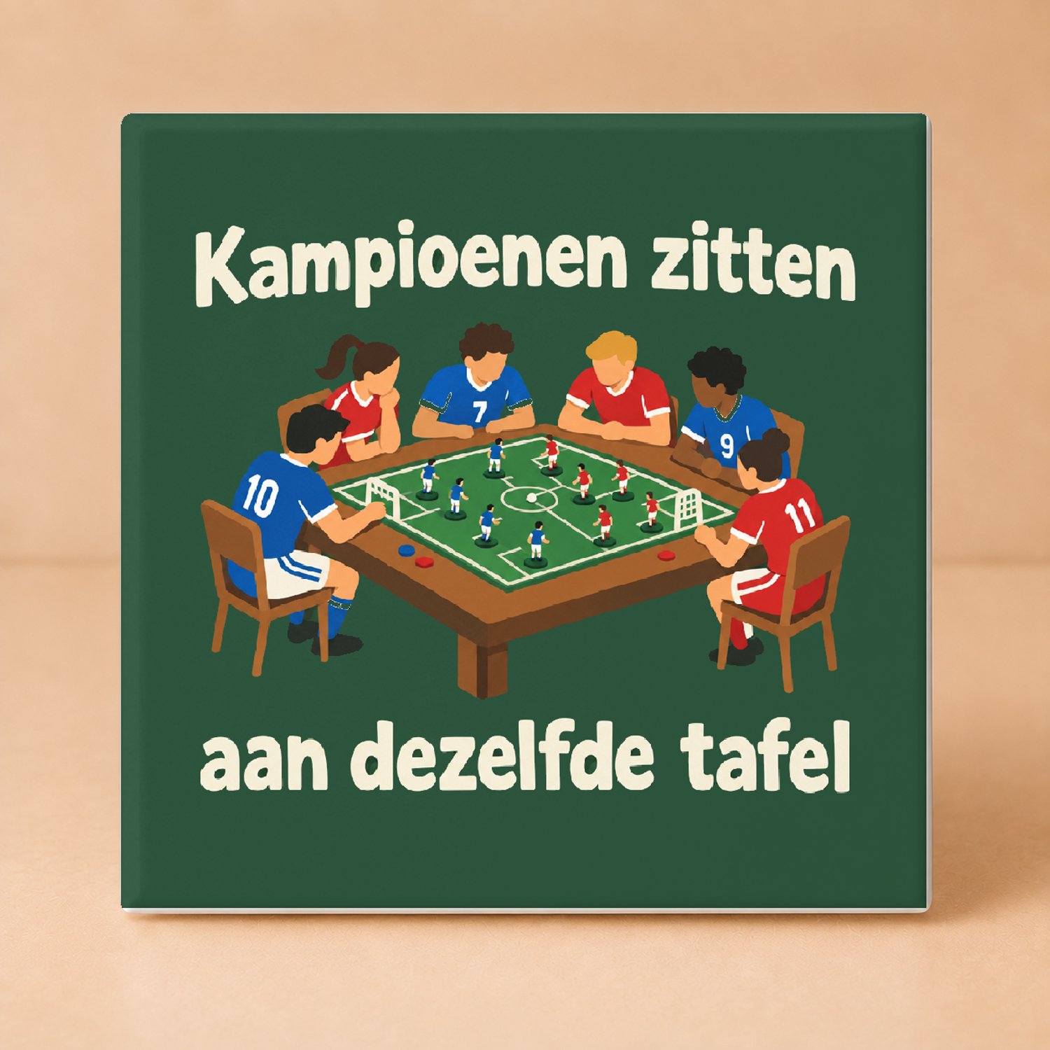 Bedruk King Leuke Derde Helft Tegel – Vrolijke en kleurrijke decoratie voor sportliefhebbers en kroegfans - 11 x 11 cm Wit