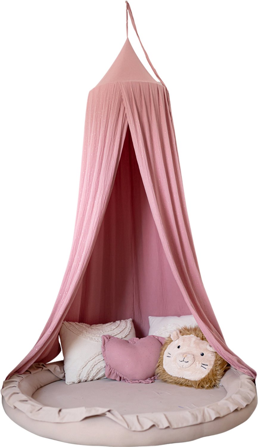 LILIMAUS Klamboe baby - bedhemel en hemeltje kinderkamer - mousseline katoen - 245 cm - oudroze