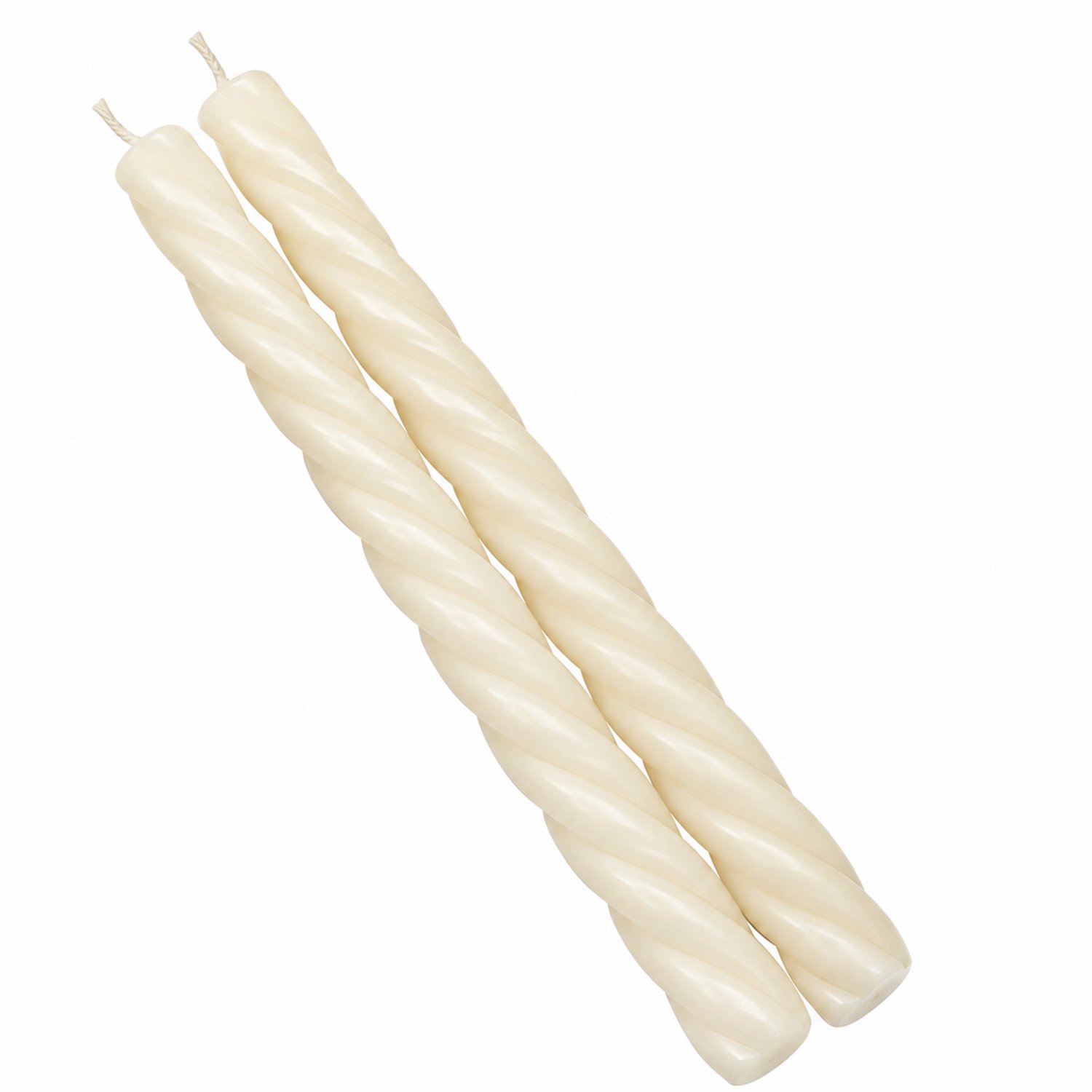 Geur & Klasse - Gedraaide Dinerkaarsen - Set van 2 - Naturel Crème - 26 cm - Handgemaakt