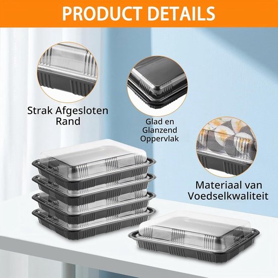 Set van 10 Herbruikbare Maaltijd Prep Voedseldozen met Deksel, Duurzaam BPA-vrij voor Camping en Gezinsdiners, Ideaal voor Sushi en Buffetten — afbeelding 3