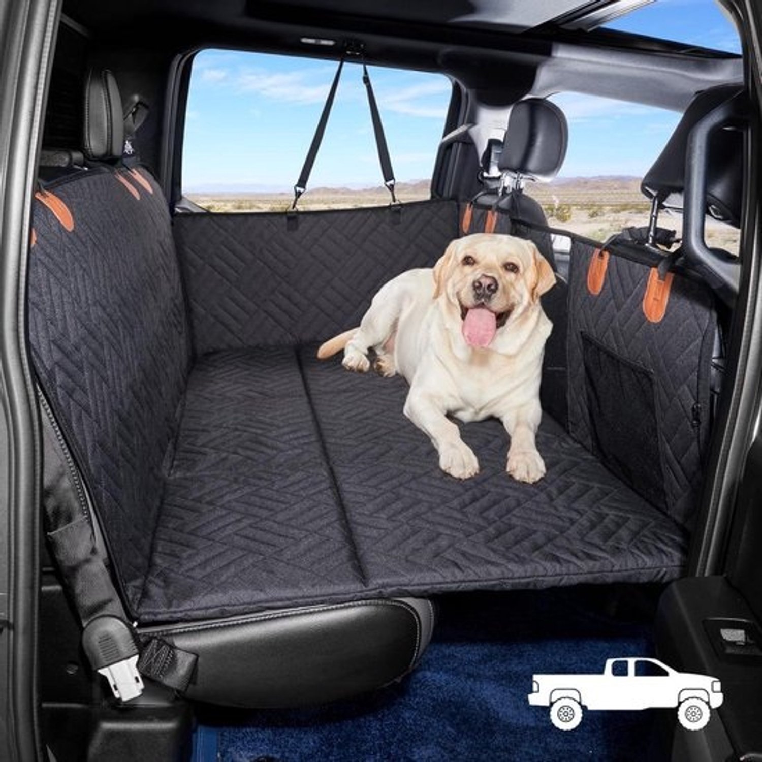 Hondenautostoelverlenger - Truckmat voor honden - Veilig reizen - Waterdicht Oxforddoek - 145 x 76 cm - Zwart