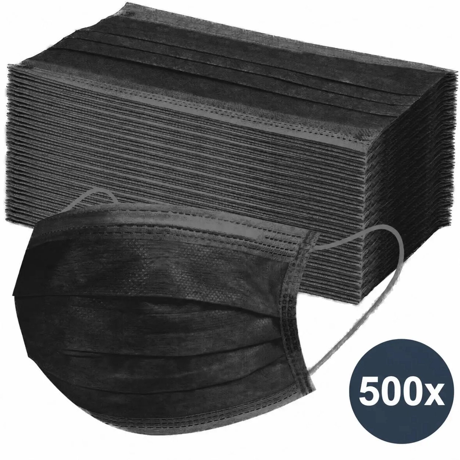 Savomec® 10x50 Mondkapjes Zwart - 3-laags mondmaskers met 90-95% beschermingsgraad