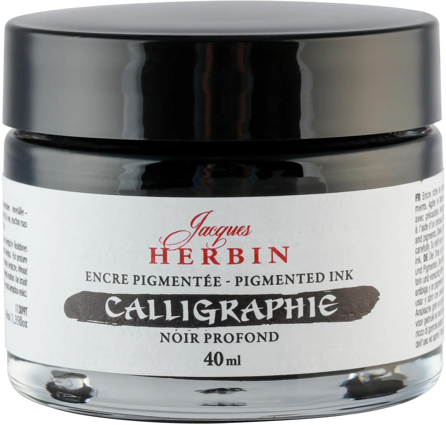 Jacques Herbin Kalligrafie Inkt – Gepigmenteerde Inkt voor Dip Pen en Kroontjespen – Zwart – 40 ml