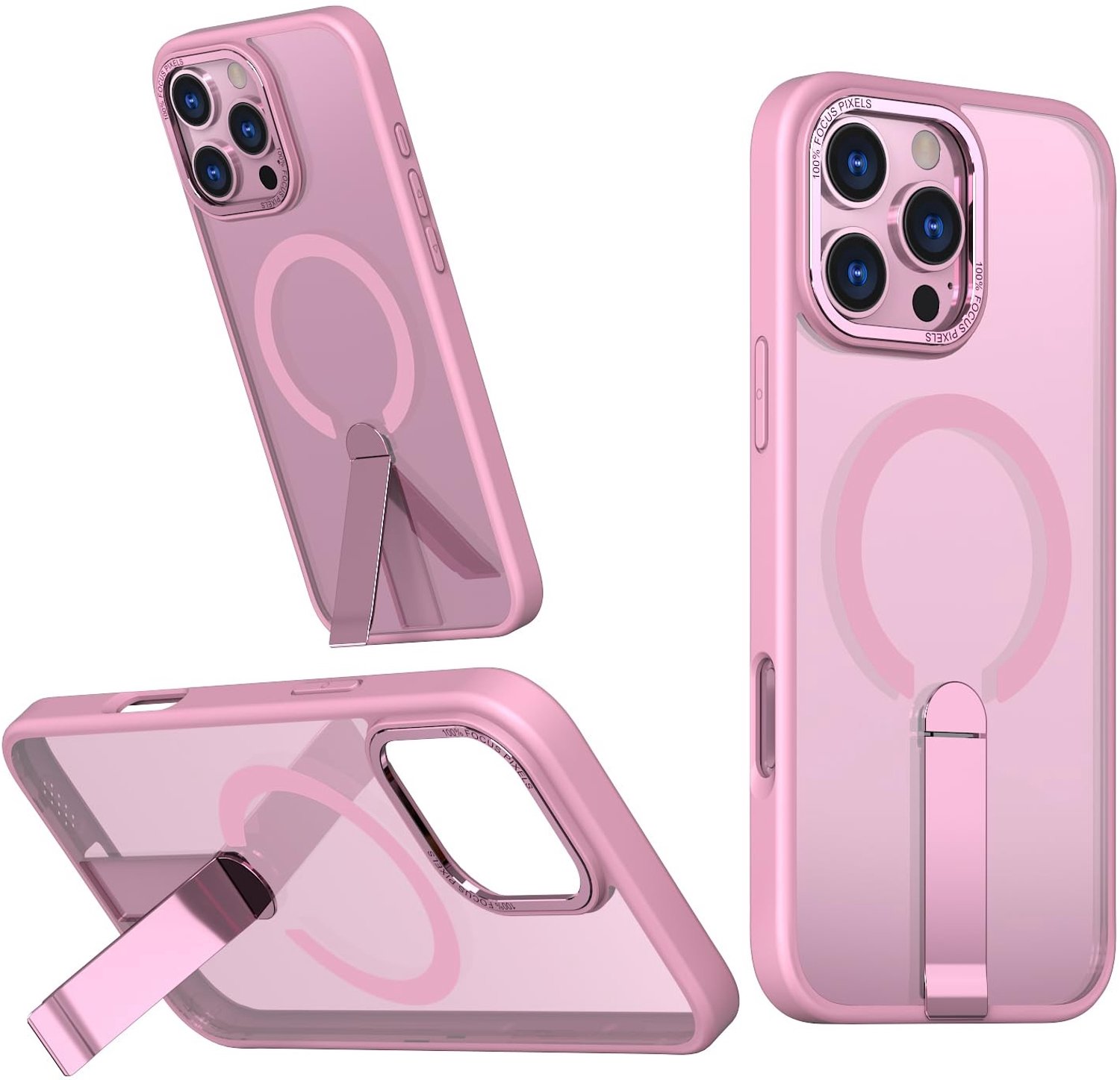 MagSafe Hoes voor iPhone 16 Pro Max met Stand, Matte Roze