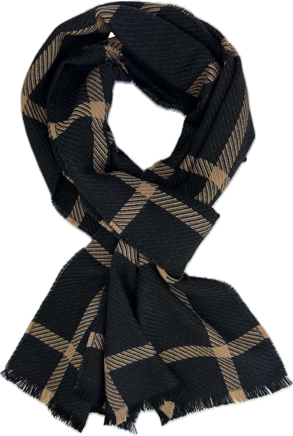 Merloos Heren Sjaal Wol Warm Comfortabel Zacht Geruit Antraciet