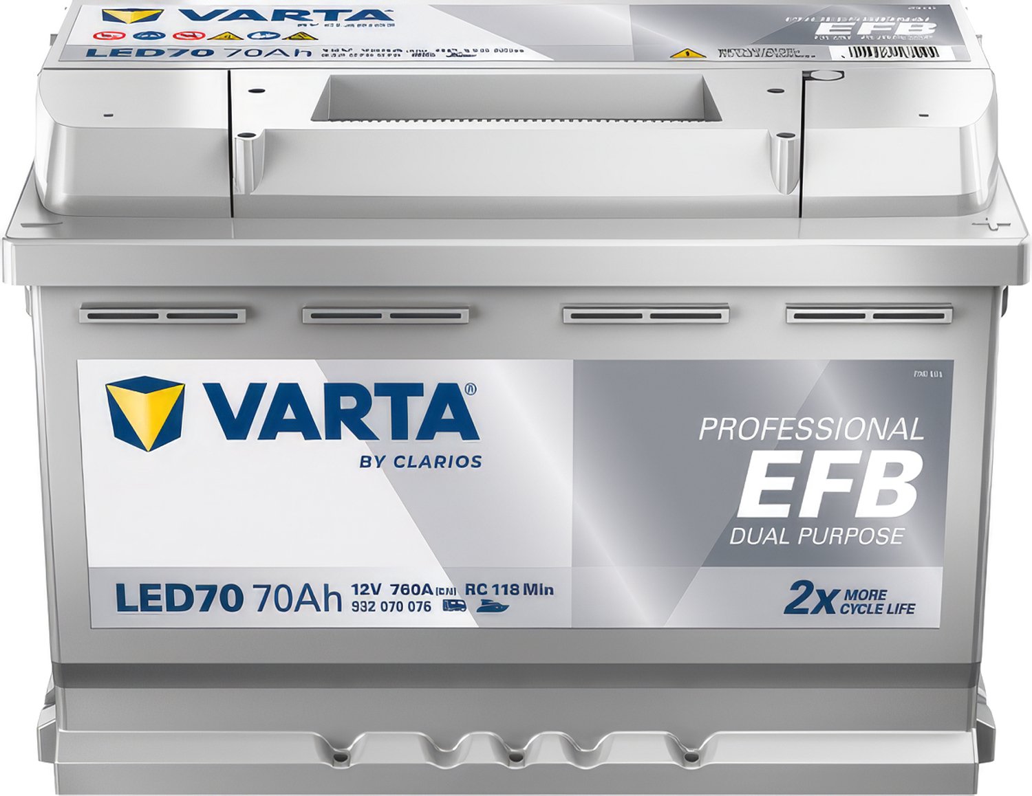 Varta LED70 - Accu - 70Ah - 12V - 760A(EN) - Grijs - Loodaccu