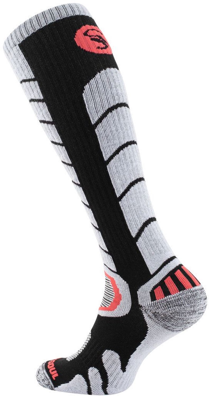 Stark soul - ski- en snowboardkousen - wintersportsokken - zwart grijs - maat 35/38 - 1 paar