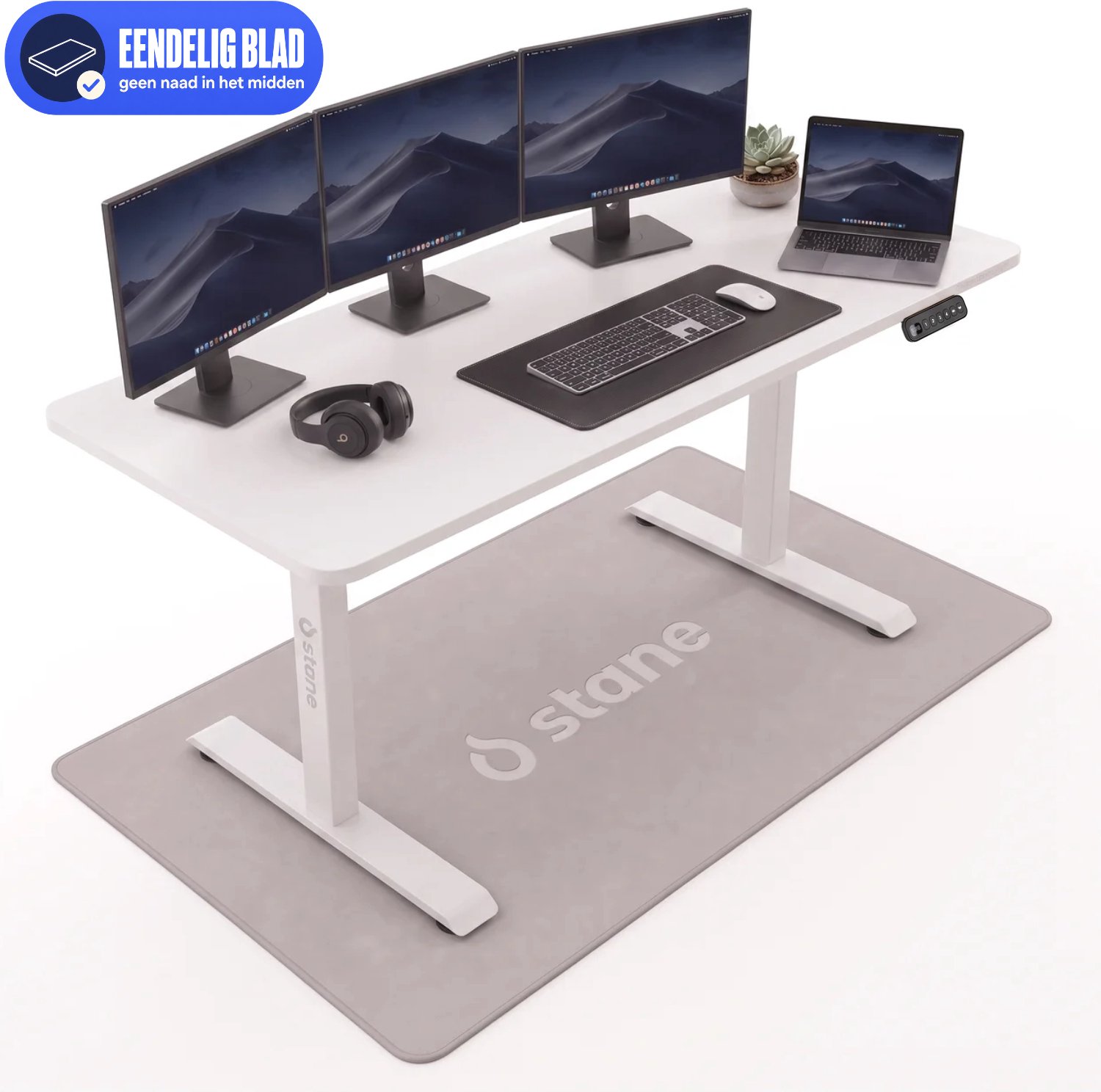 Stane Zit Sta Bureau Elektrisch Verstelbaar - Incl. Kabelgoot - 160 x 80 cm - Wit