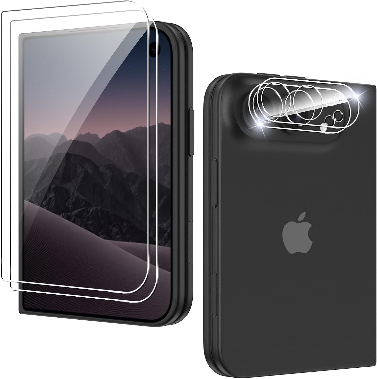Zandarix Screenprotector Geschikt voor Apple iPhone Duo - 2 Stuks - 9H + Cameralensbescherming 2 Stuks - Transparant