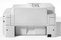 Achteraanzicht van de Brother A3 printer, met stroomaansluiting en witte behuizing.