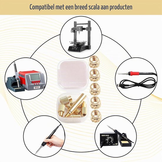 Set van 12 Stuks Melting Draad en Messing Lood Tips voor 3D Draad Invoegen en Soldeerwerk, Geschikt voor M2 tot M8 Draadverbindingen — afbeelding 4