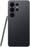 Grijze Samsung smartphone met achterzijde en bijbehorende styluspen naast de behuizing.
