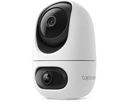 Tapo C245D Beveiligingscamera Binnen met Dubbele 2K Lens - Huisdiercamera & Babycamera - Overzicht én Close-up Tegelijk - 360° Draaibaar - Slimme Tracking - 10,8x Zoom - 12m Nachtzicht - Gratis AI-detectie - Tot 512GB - Werkt met Alexa & Google