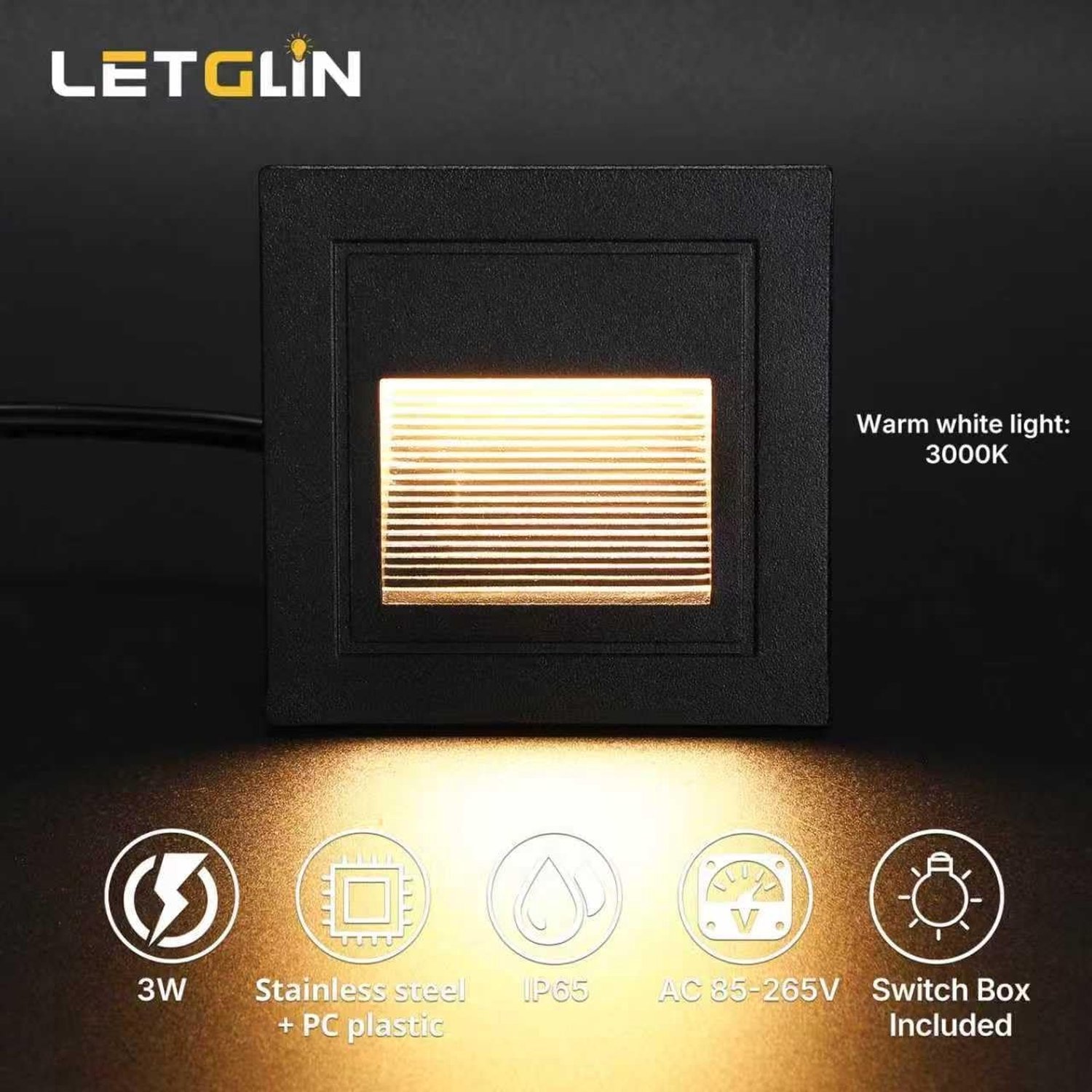 LED Trapverlichting - Zwart - 85 x 85 mm - Aluminium - Voor Binnen en Buiten
