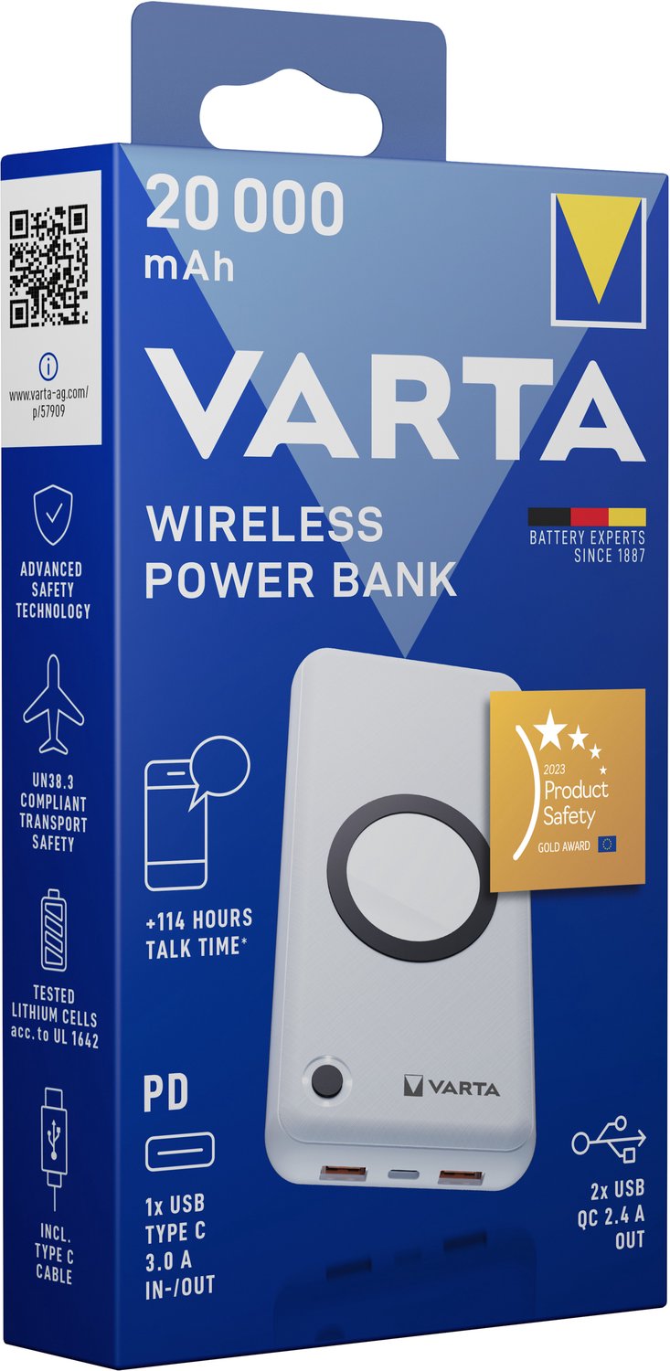 VARTA Wireless Power Bank 20000mAh Draadloos Wit - afbeelding 3