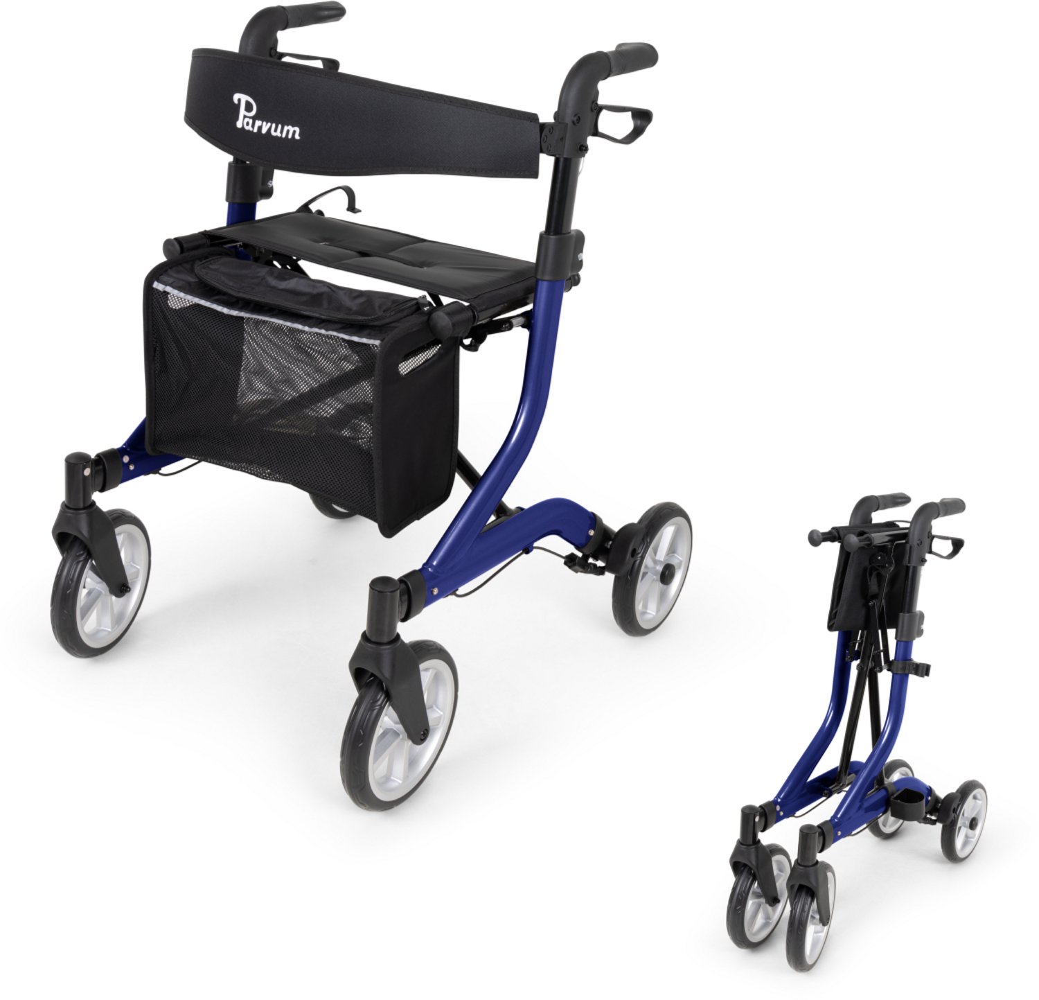Parvum SuperLight Plus Rollator - Lichtgewicht rollator (5,2kg) - Incl. stokhouder, tas & rugleuning - Blauw