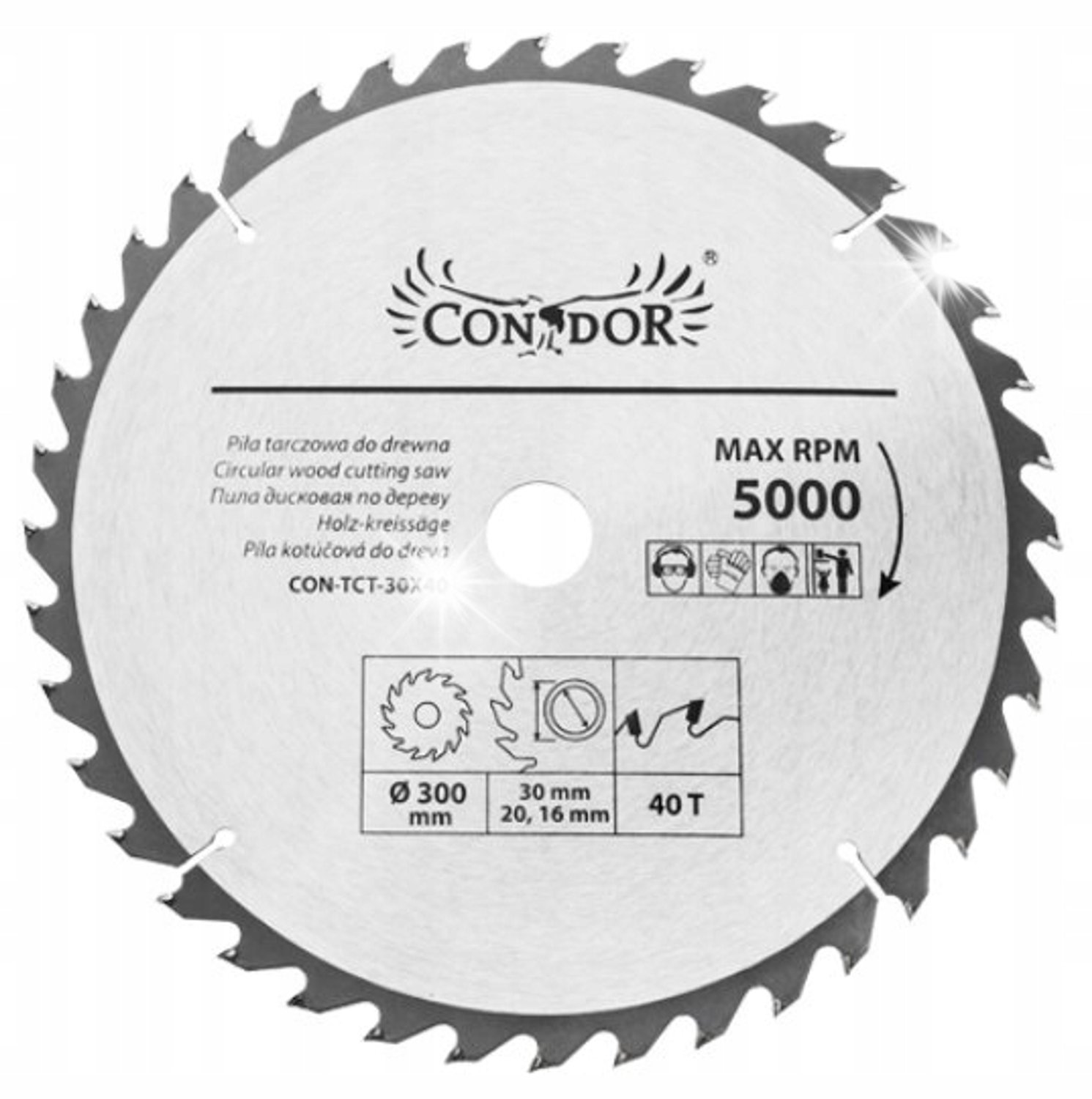 Zaagblad Hout 300mm 40T voor Tuinhout en Balken