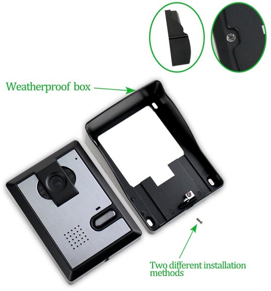 Video Deurbelset 7 Inch Monitor - Bedrade Verbinding - HD Camera - Waterdicht - Nachtzicht - Voor Huisbeveiliging — afbeelding 4