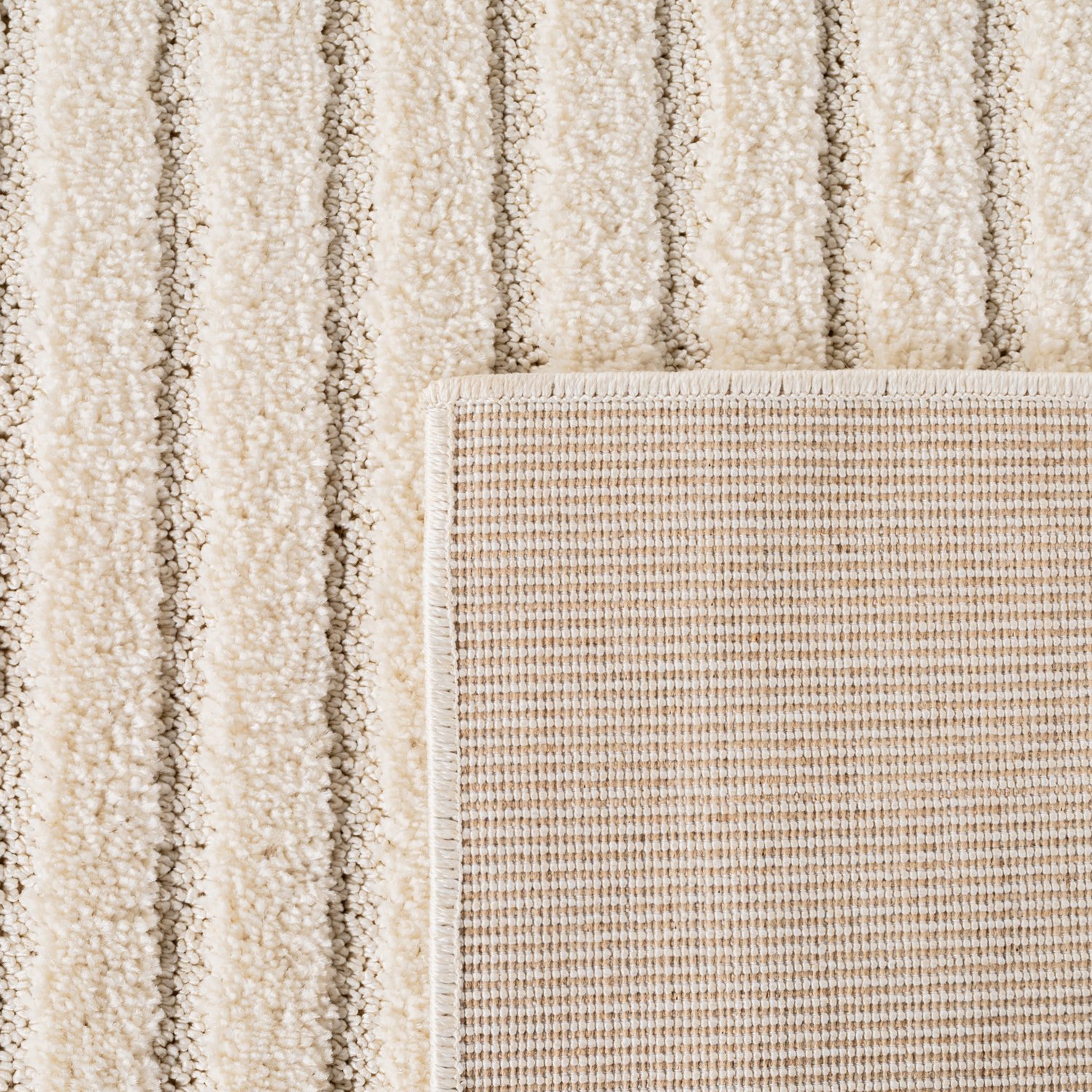 Moonay Kiyaro Kubo Vloerkleed Crème 200 x 290 cm - Japandi Scandinavisch - Geometrische Strepen - Hoog- en Laagpolig 3D