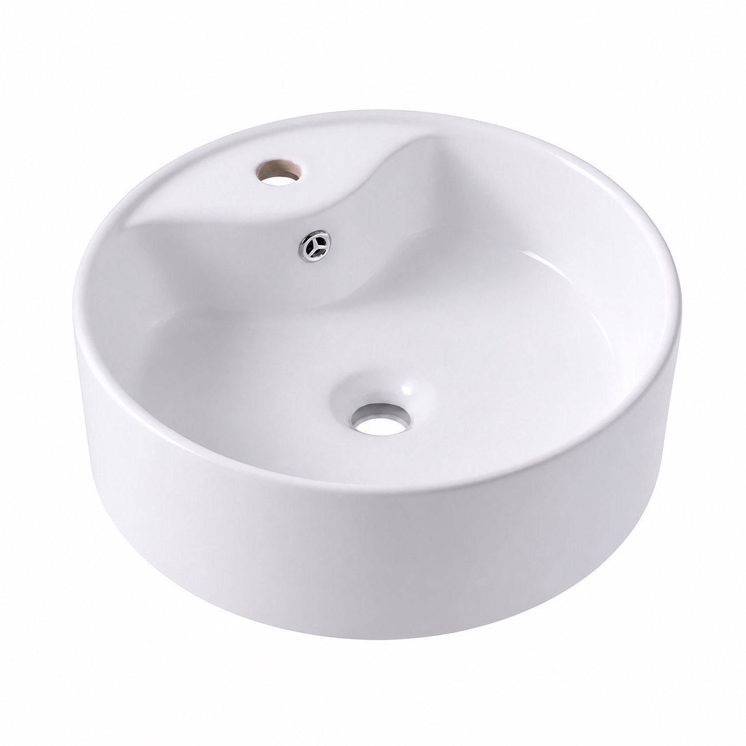 Waskom opbouw - 14,5 x 41 cm - met kraangat en overloop - wit