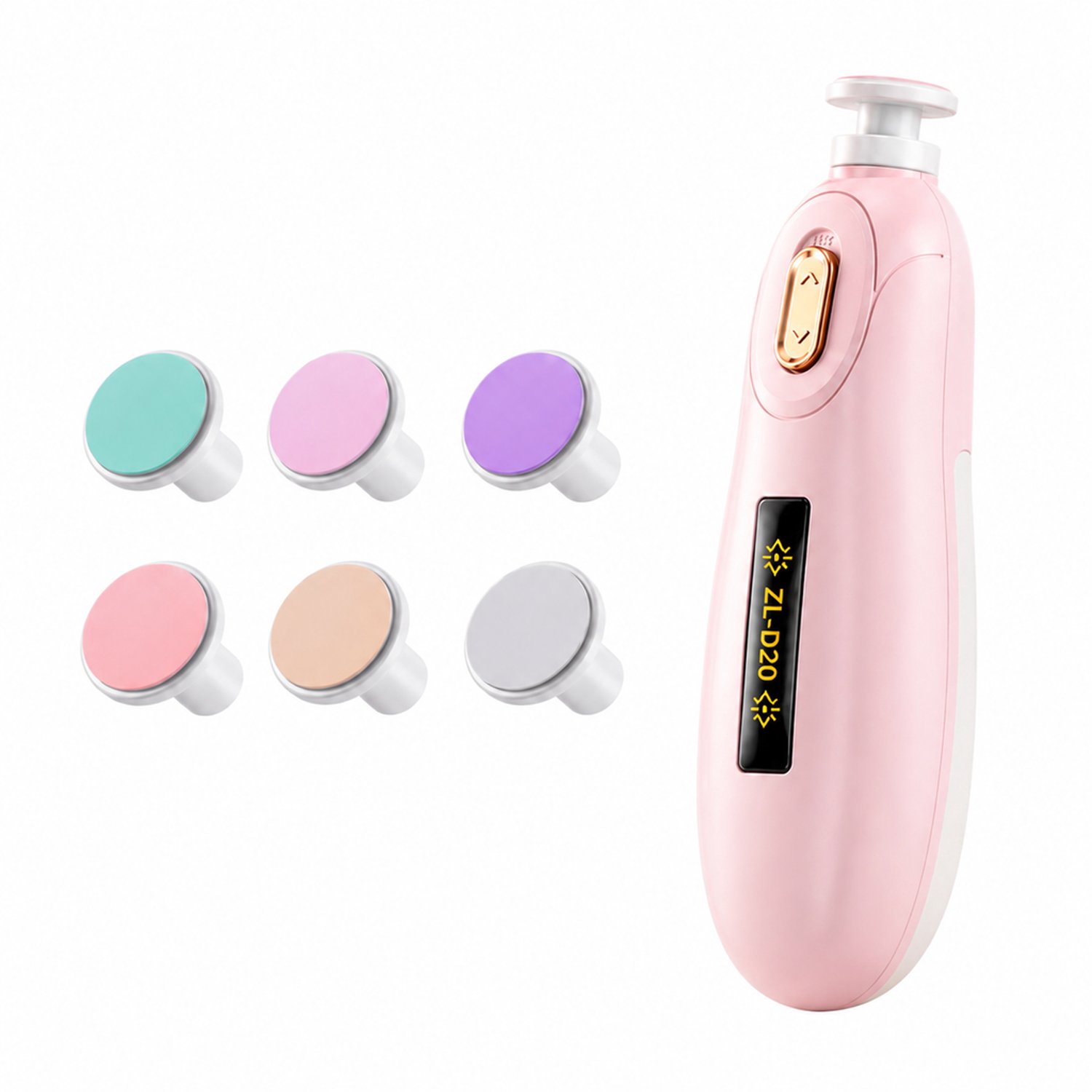 elektrische nagelknipper - roze batterijversie - met 7 vijlkoppen - voor thuisgebruik