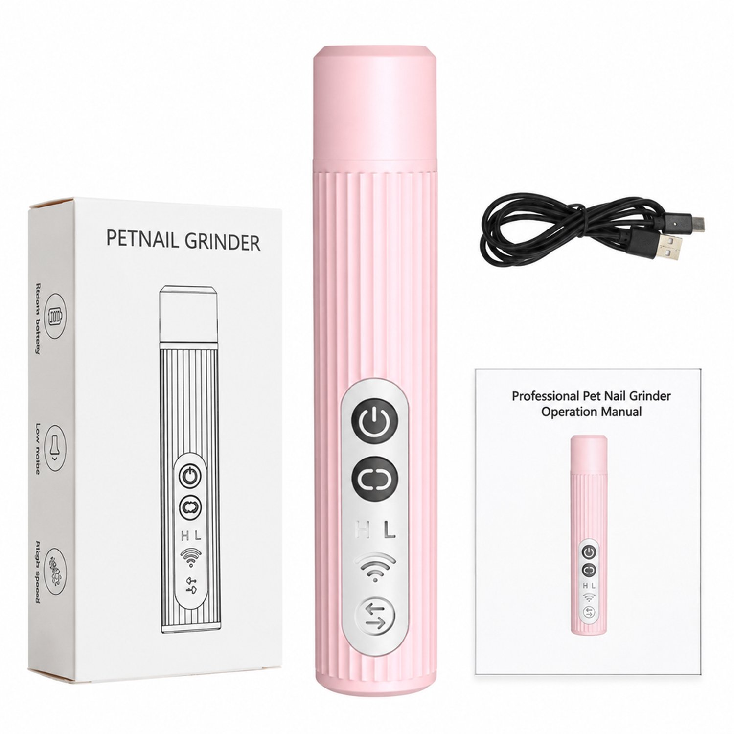 elektrische nageltrimmer - elektrische werking - voor nagelreiniging bij huisdieren - roze uitvoering - verpakking per stuk
