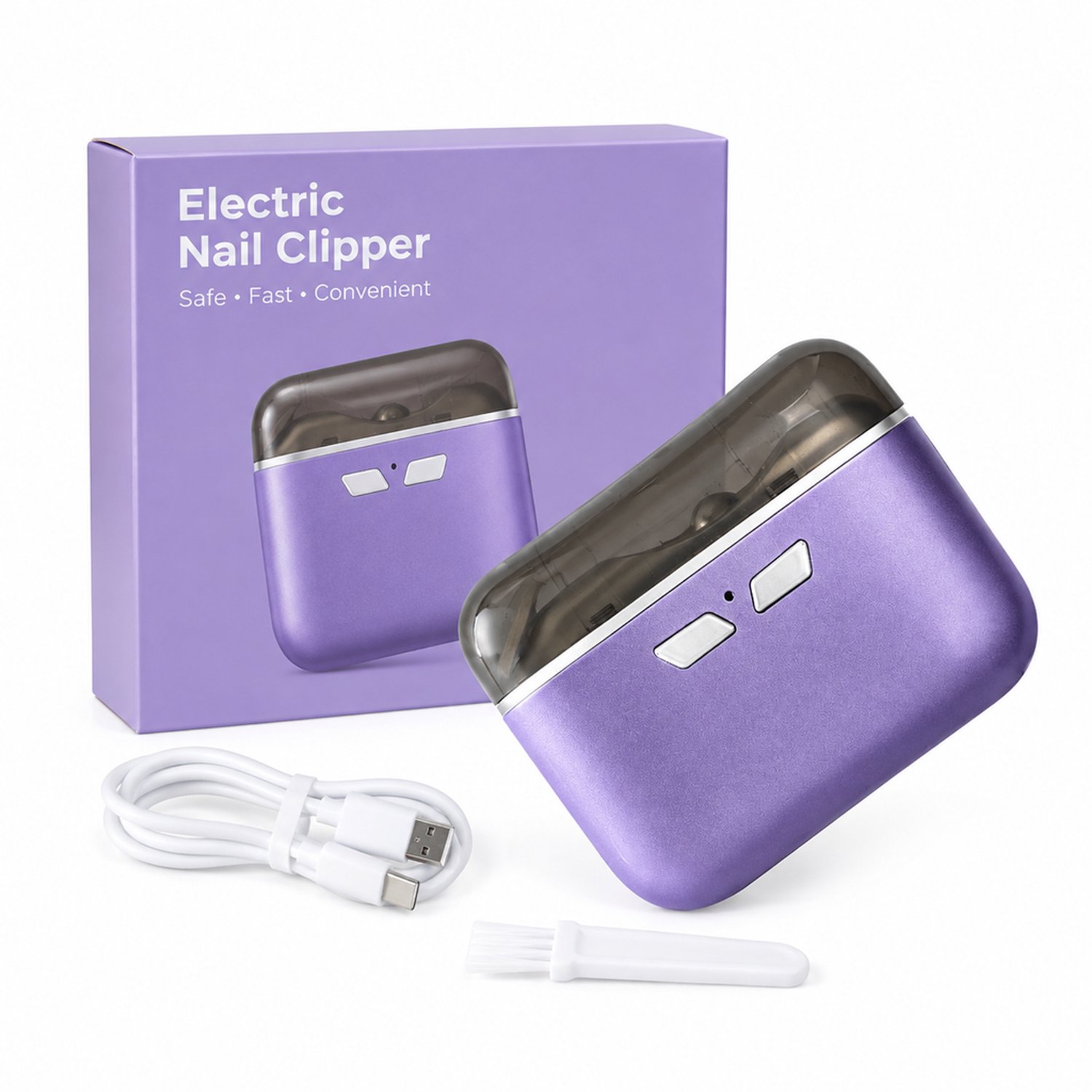 Elektrische nagelknipper - paars - vierkant ontwerp - voor dagelijks thuisgebruik