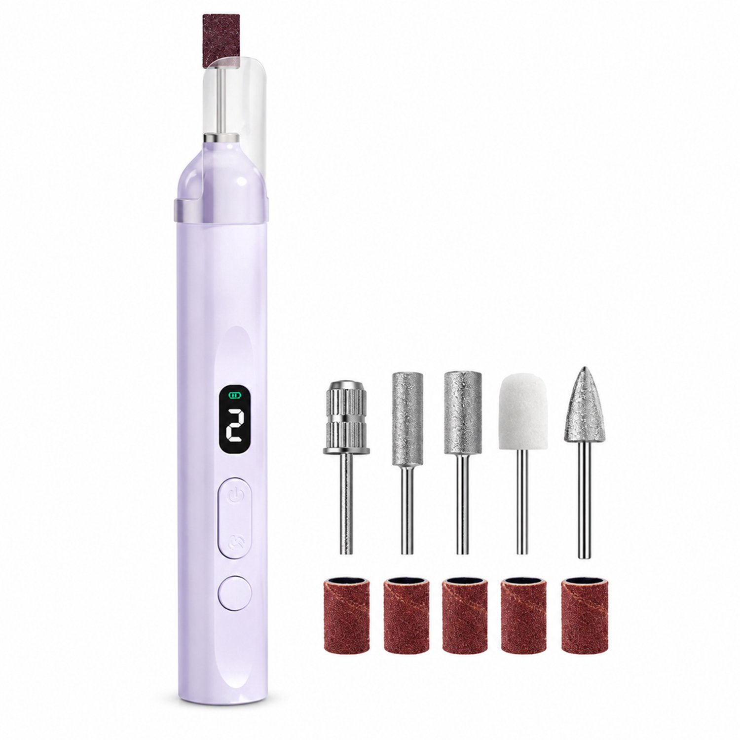 elektrische nageltrimmer - combinatie van nagelfrees en nagellamp - lichtpaars met 5 freeskoppen - voor thuisgebruik