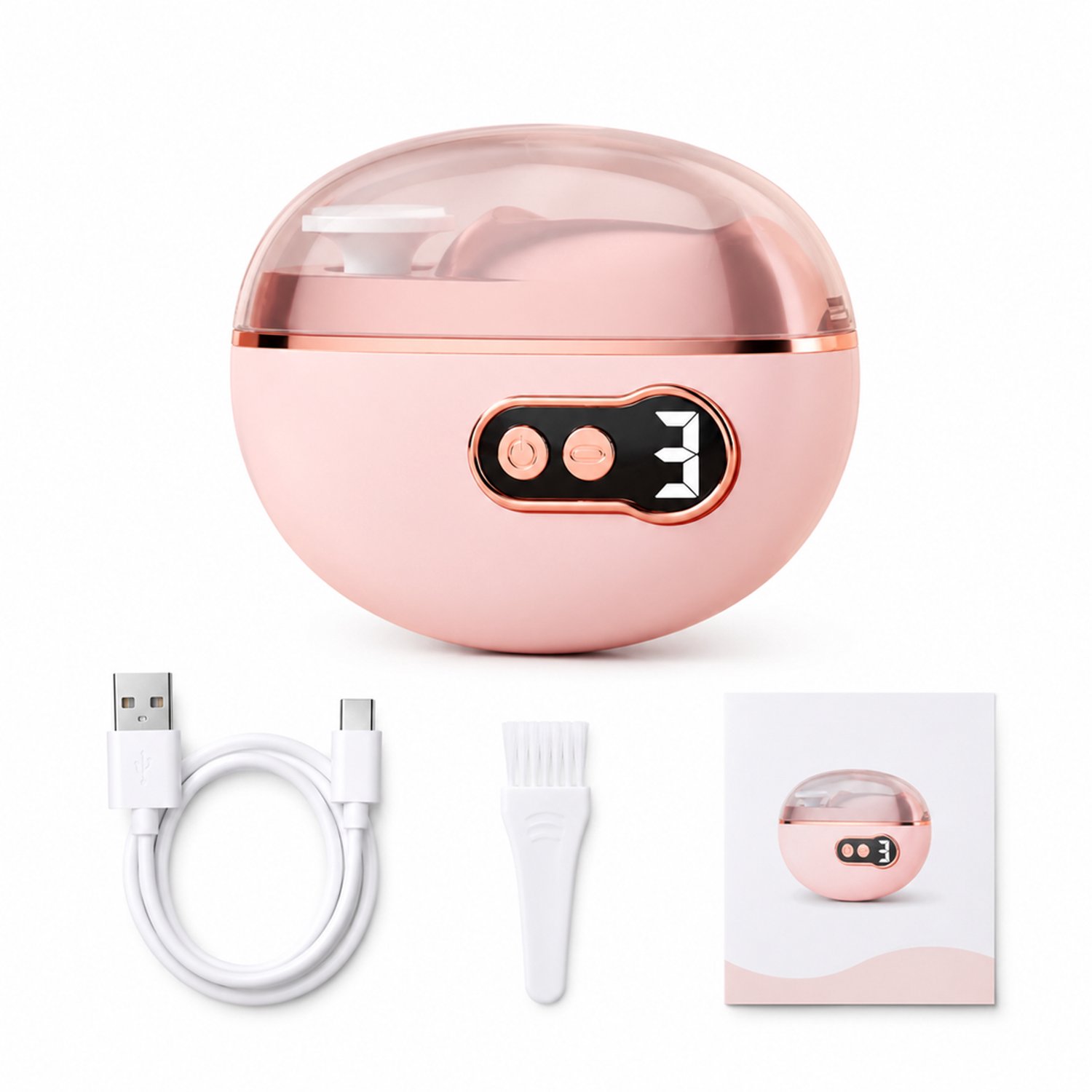elektrische nagelknipper - X20 roze met lcd-display - knippen en vijlen in één - inclusief oplaadkabel en reinigingsborstel
