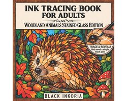 Stained Glass Ink Tracing Collection- Ink Tracing Book for Adults - Woodland Animals Stained Glass Edition