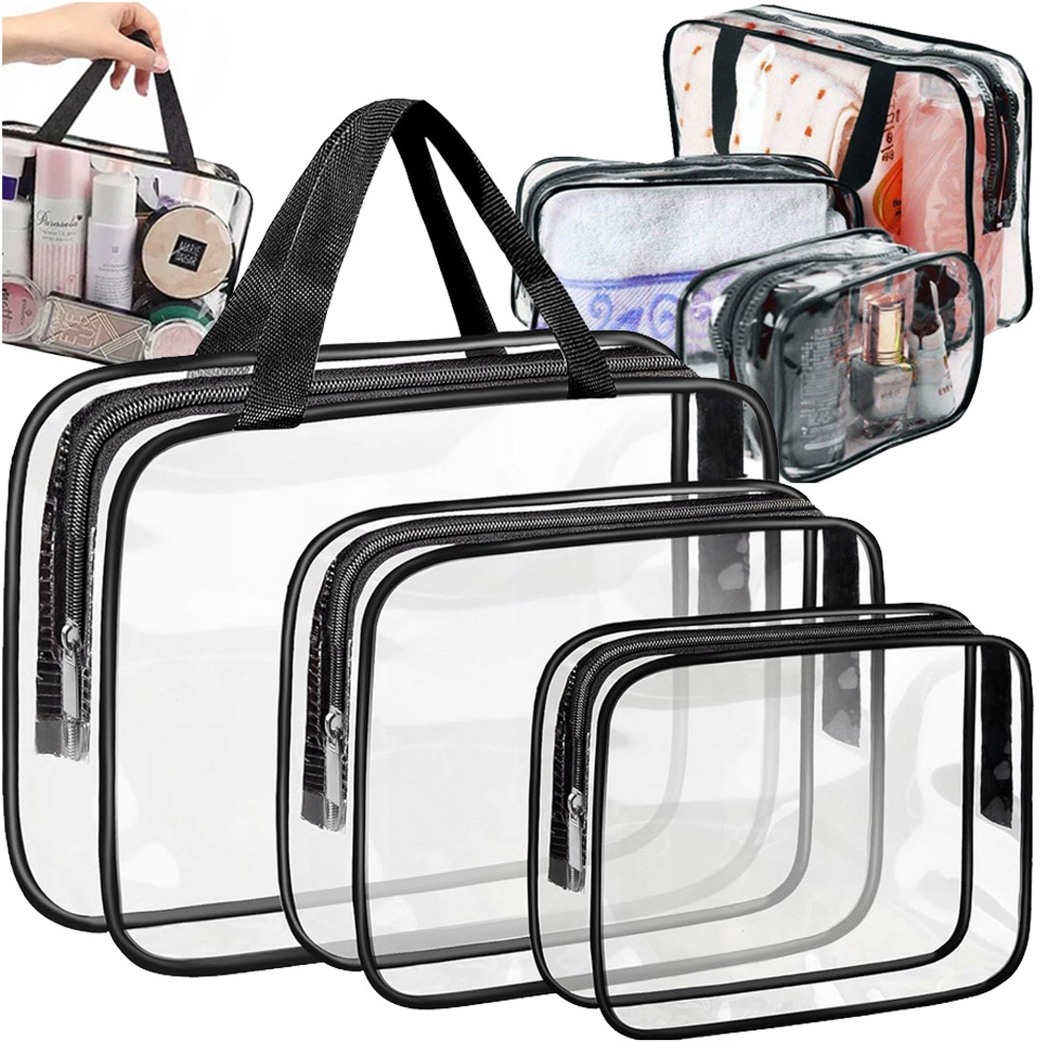 Set van 3 Transparante Reis-Cosmetica Tassen Organizer