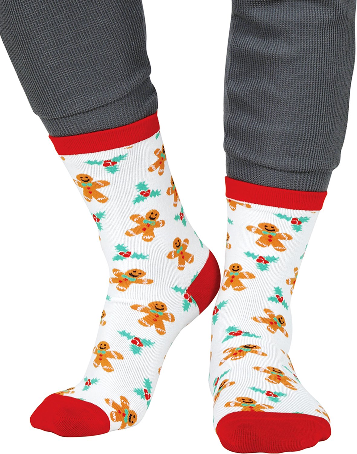 GUIRMA - Witte kerstkousen met peperkoekmotief voor volwassenen