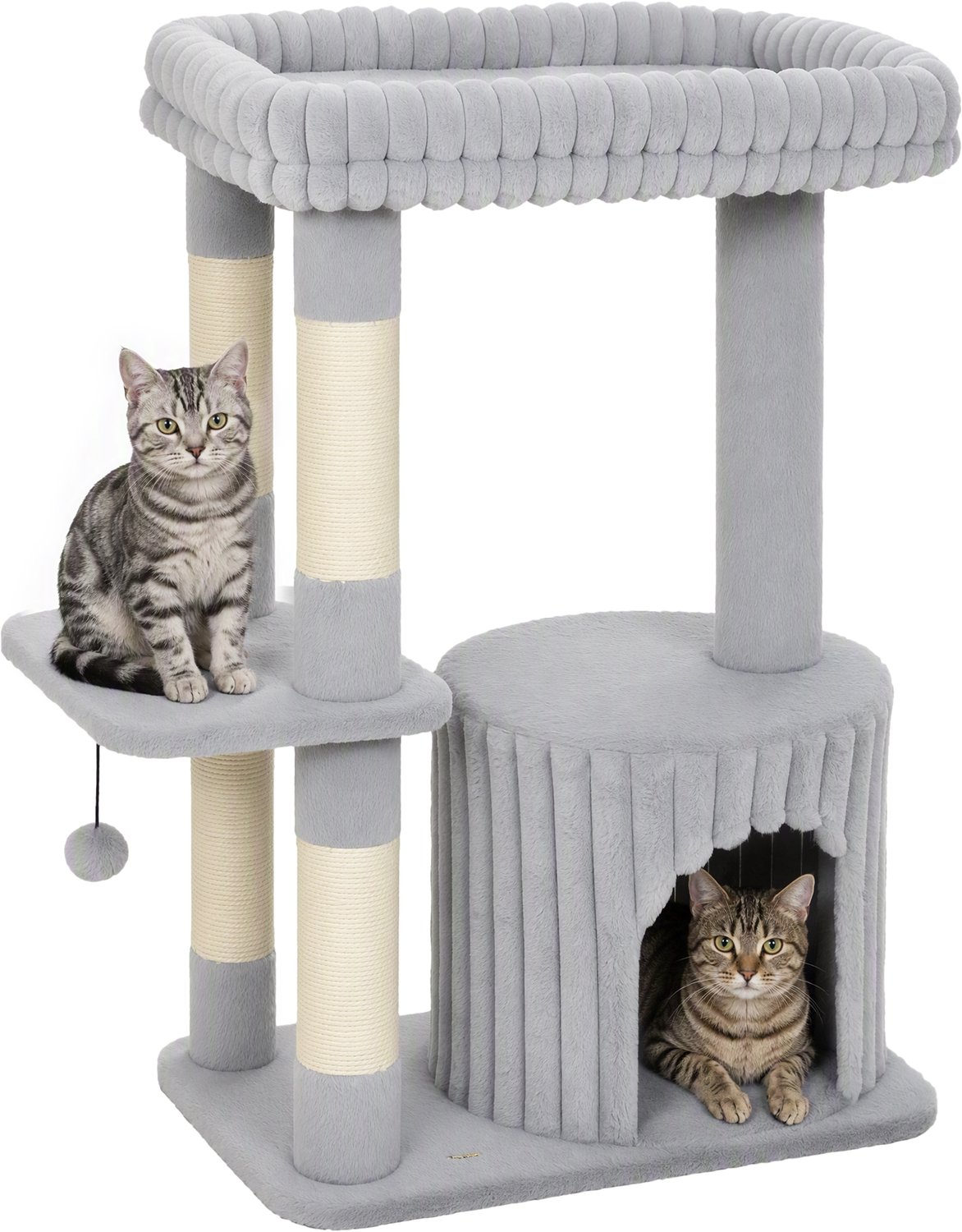 PawHut Cat Tree-Spanplatte, Plüsch-60 x 40 x 93 cm-Grau