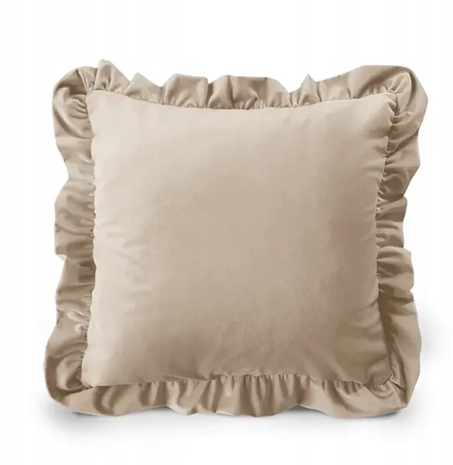 Velvet Kussensloop met Ruche - Zandkleurig (50x50cm)